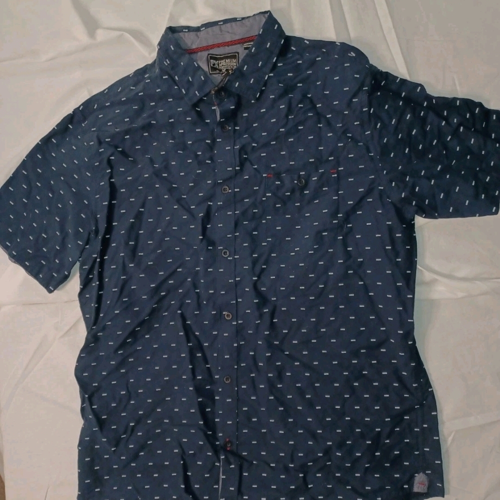PX Premium Xpression Men's Short Sleeve Button Up Shirt Blue  XXL